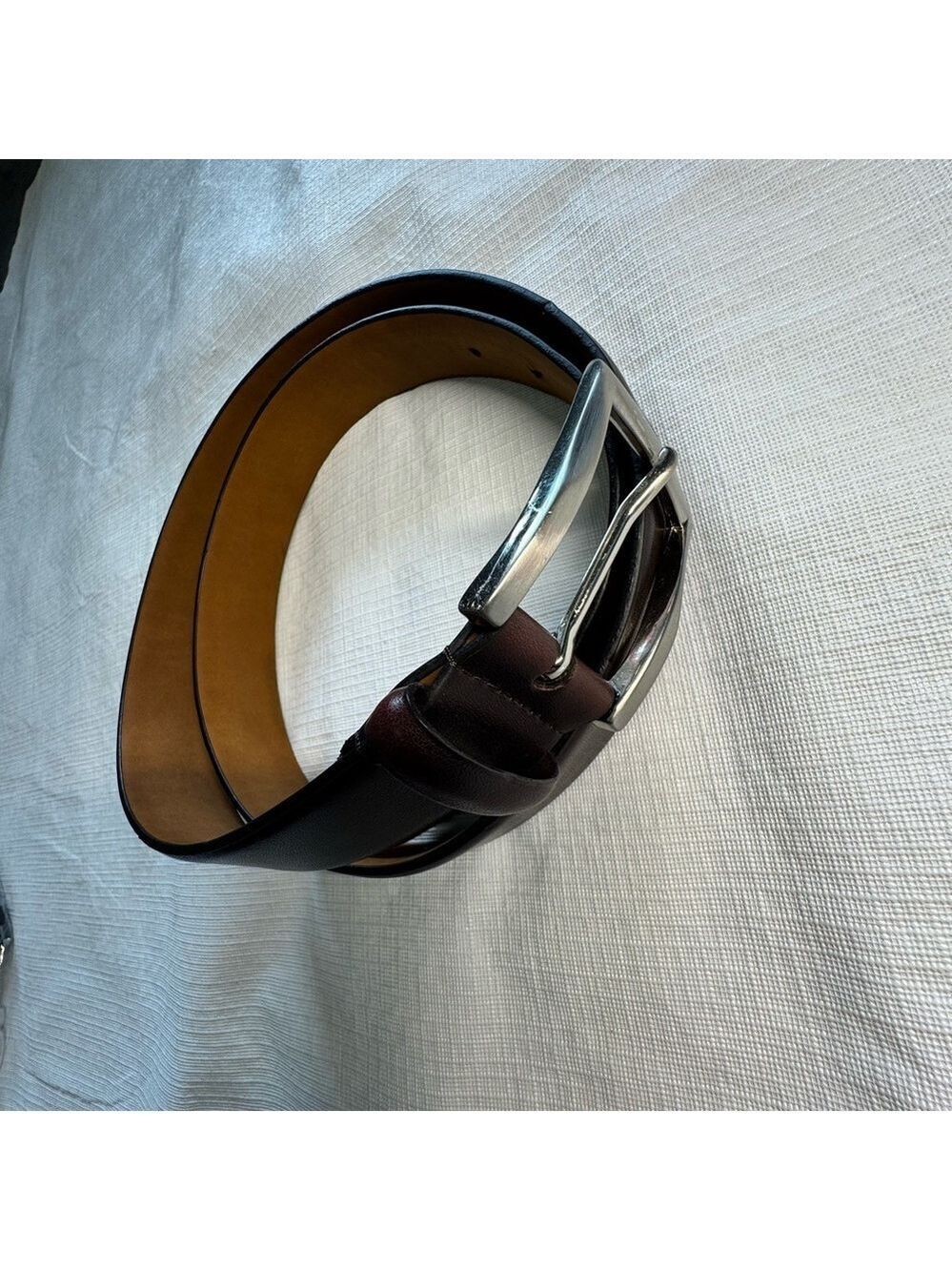 Elegant Brown and Silver Leather Belt